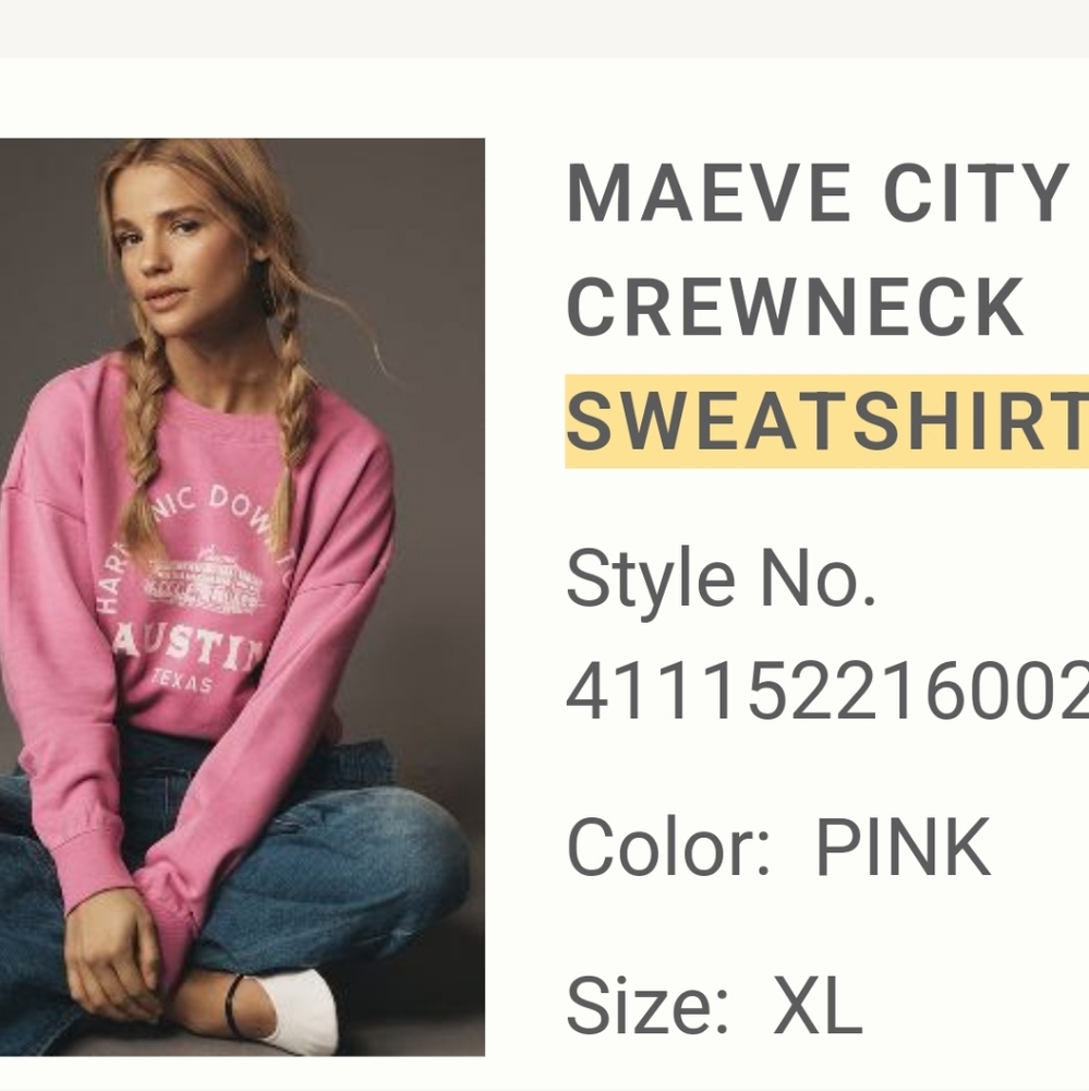 Pink crew neck sweatshirt